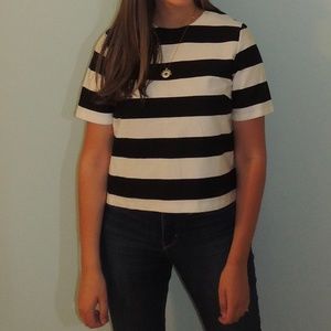 H&M Striped Structured Short Sleeve Cropped Top 6